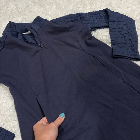 Columbia blue Quilted Sleeve zip Neck Pullover Sweater Woman’s size XS - Picture 5 of 12